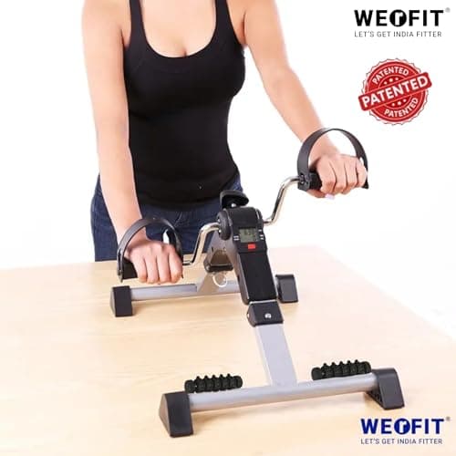 WErFIT Pedal Exerciser with Foot Massager | Foldable Mini Exercise Cycle for Leg & Arm Workout | Adjustable Resistance, LCD Display, Non-Slip Base – Home Rehab & Office Fitness Equipment 2