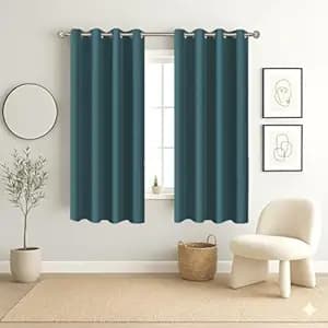 Homestan 90% Blackout Window Curtains 5 Feet Long Set of 2, Room Darkening Parda with Grommet Design for Home Decor (5x4 Feet, Prussian Blue)