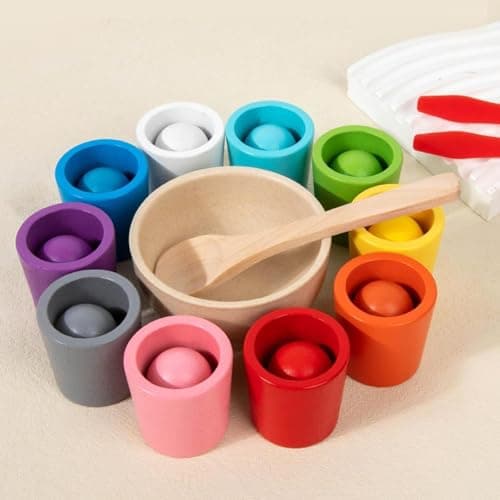 FABLOFT Balls in Cups Montessori Toy Infant Color Recognition Game for Children Kids|Baby | Toys for Baby | Developmental Baby Toys|10 Balls