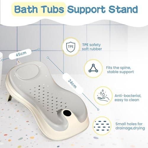 MOPPETS Smart Clean, Super Comfortable Baby Bather with Anti Slip Seat- Baby Bath Rack for Newborn/Infants for 0-9 Months (Bather Grey) 3