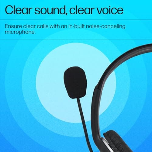 HP Wired On Ear Headphones with Mic with 3.5 Mm Drivers, in-Built Noise Cancelling, Foldable and Adjustable for Laptop/Pc/Office/Home/ 1 Year Warranty (B4B09PA) 4