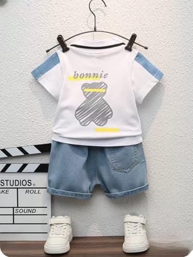 Indhrani Cotton Kids Clothes for Boys with Printed T-Shirt & Shorts | Comfortable Baby Boy Dress for Playtime & Outings | Soft Kids Dress Boy Outfit Designed for Style (White 02, 1-2 year) 2