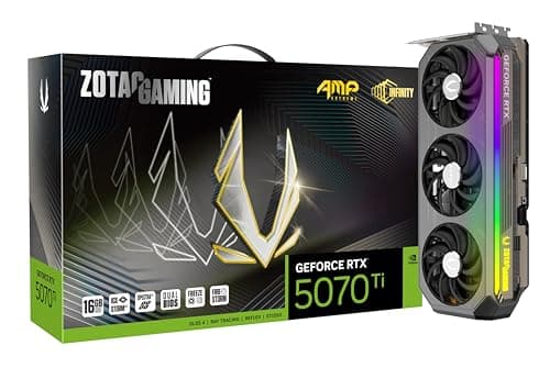 ZOTAC Gaming Geforce RTX 5070 Ti AMP Extreme Infinity Graphics Card - Black | 16 GB | GDDR7 |Advanced Cooling | Triple Fan | ARGB Lighting | ZT-B50710B-10P | Only Graphics Card with 5 Year Warranty