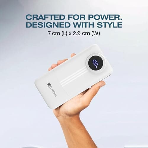 BonKaso 20000mAh Power Bank 22.5W PD Fast Charging with Built-in Type-C Cable, USB-A & Type-C Output, Digital LED Display, Slim Portable Charger for iPhone, Android, Tablets – White 6