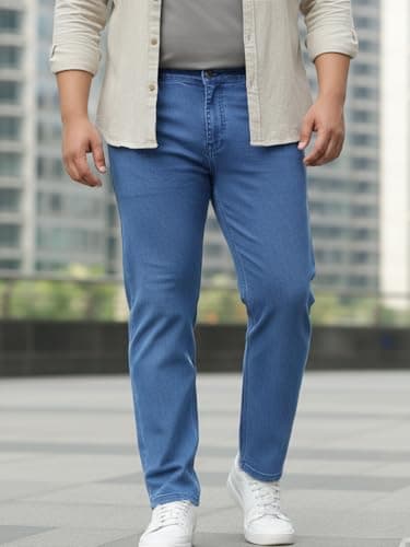 Urbano Plus Men's Light Blue Regular Fit Denim Jeans Stretchable (plusepsjeanp-lblu-44) 2