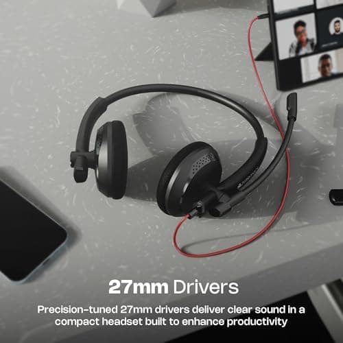 Zebronics 2.8m Wired Headphones, 27mm Drivers, Adjustable Mic, 3.5mm Jack, Detachable USB Cable, Adjustable Headband, Media/Volume Control, Compatible with Laptop/PC/Mobile/Tablet (VCX 101) 2