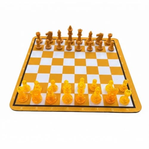 Bnf Double-Color 24 Cm Chessboard Set Easy to See Checkered Chess Board Lightweight Transparent Chess Set Starter Friendly, 49MM
