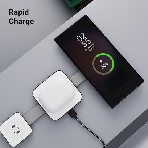 Zebronics 3 in 1 Wireless Foldable Charging Pad, 23W Output, MagSafe Compatible, Fast Charging, Built-in Protection, FOD, 1m Type-C Cable, for iPhone 16/15/14/13/12 Series (MagBoost 20, Matt Black) 3