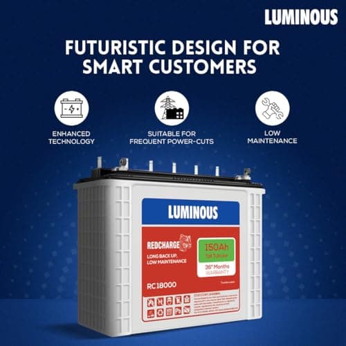 Luminous Red Charge RC 18000 Tall Tubular Inverter Battery for Home, Office & Shops | 150Ah/12V High-Performance, Durable & Low Maintenance Battery | Easy Installation | 36 Months Warranty 3