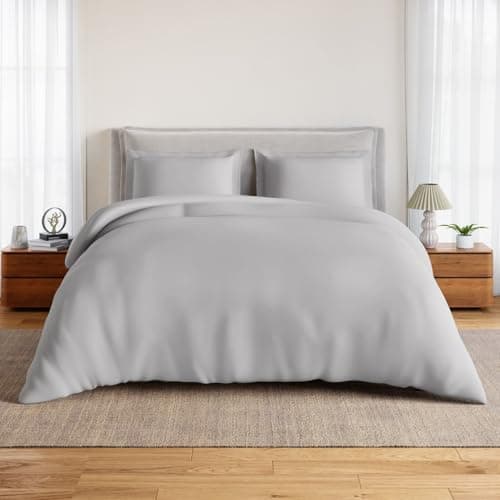 Spaces Everyday Essential 100% Cotton 170 TC Percale Solid Fitted King Sheet with 2 Pillow Covers|Super Soft, Safe for Skin & Breathable - 183 x 198Cm + 30Cm - Light Grey