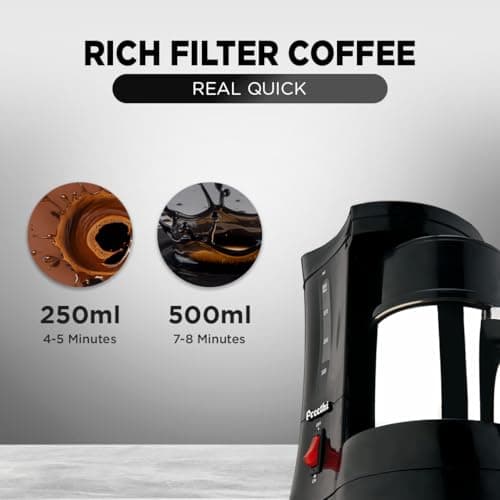 Preethi Cafe Zest Drip Coffee Maker| 450W Coffee Machine for Home | 500ml Capacity | Black (CM 210) 3