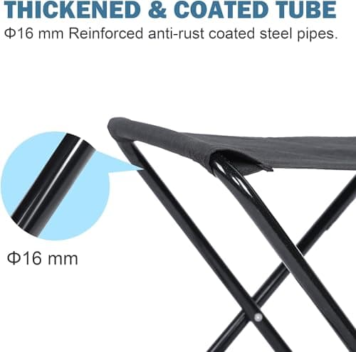 CRAFTSPEN -Camp Chair, Foldable Stool Light Weight Metal Material 17.5 Height Practical Foldable Stool Design Fishing Picnic Camping BBQ Beach Hunting Hiking, Climbing a Mountain Travel (Black) 5