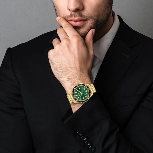 TIMEX Analog Watch for Unisex with Green Round Dial & Gold Stainless Steel Bracelet Band Water Resistant Unisex Wrist Watches - TW0PRE008 5