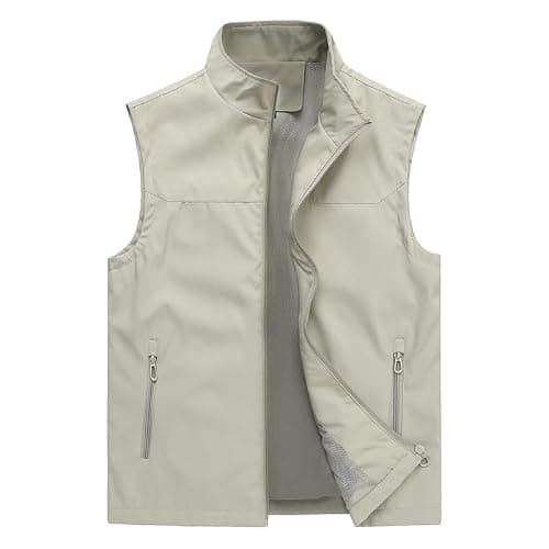 FIERRE SHANN® Men’s Quick Dry Vest | Solid Sleeveless Jacket with 2 Pockets Waistcoat | off white | XL