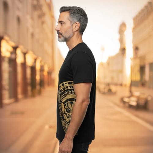 JJANBLISS Kathakali × Theyyam Half Face Handmade Bleach Art T-Shirt for Men | Kerala Folk Art Inspired | Black Cotton Round Neck Tee | Oversized Fit (in, Alpha, 2XL, Regular, Black) 5