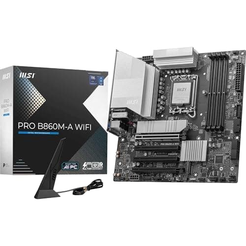 MSI PRO B860M-A WiFi Motherboard, mATX - Supports Intel Core Ultra Processors (Series 2), LGA 1851 - DDR5 Memory Boost 8800+ MT/s OC, 1 x PCIe 5.0 x16, 1 x M.2 Gen5, 5G LAN, Wi-Fi 7