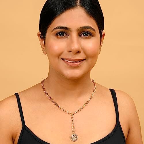 XPNSV Luxury Latest Light Weight Gold Plated Coin Charm Y Necklace,Jewellery Gift Set for Women & Girls | Anti Tarnish, Light Weight, Diwali Special Jewellery for Women, Girls and Her 3