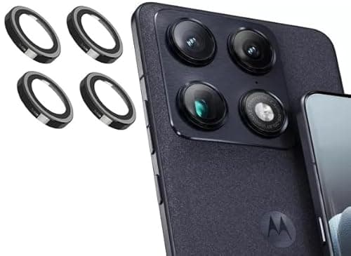 MOBIKTC [4 Pack Camera Lens Protector For Motorola Signature 5G Tempered Glass Metal Camera Rings//Anti-Scratch/Case Friendly [Black]