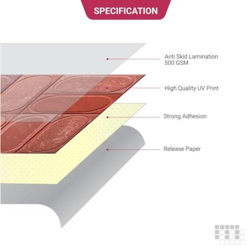 Mosaicowall Self Adhesive Vinyl Floor Tile Floor Tiles for Bedrooms, Living Room, Easy Installaion | Antiskid Flooring Tile FST078-6 X 6 Inches (Pack of 12) 5