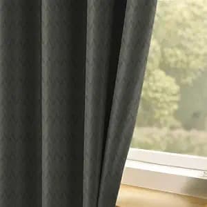 LINENWALAS 100% True Blackout Curtains 5 Feet Long - Set of 2 Panels, Herringbone Embossed Design Complete Light Block Thermal Insulated & Noise Reducing Room Darkening Curtains (Graphite Grey)
