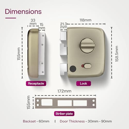 Godrej RimLock | Centaur Ultra XL+ Double Door Lock | World’s First Dual Motion Hybrid Lock | Main Door Lock | 14-Pin Ultra XL+ Cylinder | Key Combinations | Antique Brass Finish | 15-Year Warranty 5
