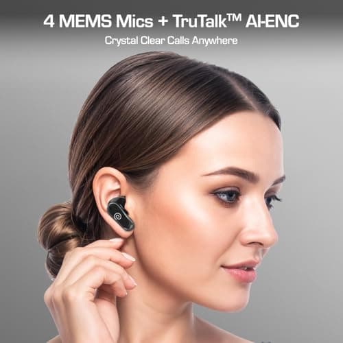 pTron Bassbuds Zen TWS Earbuds w/ 35dB ANC, Quad MEMS Mic, ENC Calls, 55Hrs Playtime, Custom EQ, App Support, BT6.0, Dual-Device Pairing, 40ms Low-Latency, IPX5, 13mm Driver (Black) 4