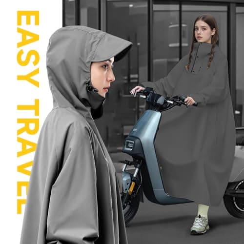 PALAY® Long Rain Coat, Waterproof Raincoat for Adults Reusable Hooded Rain Poncho with Wide Brim Lightweight Unisex RainCoat for Hiking, Travel, Motorcycle Riding (Length 126cm) 5
