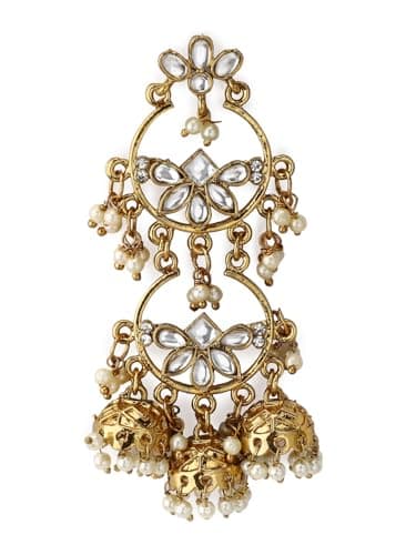 Rubans Women's Gold-Plated Silver-Toned Kundan Classic Jhumkas 5