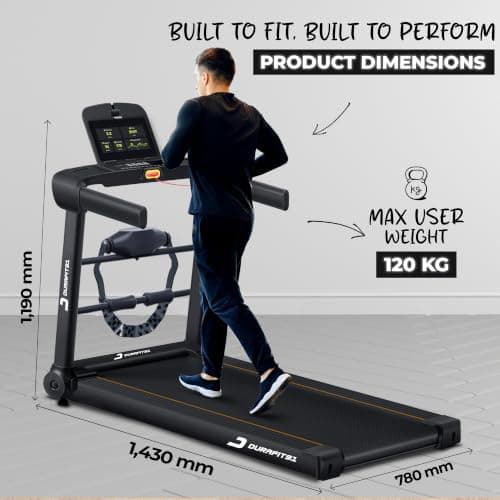 Durafit91™ Racer Multifunction 5 HP Peak BLDC Motorized Treadmill| 120 Kg User Weight| 16 Km/Hr Max Speed | Hydraulic Foldable| Bluetooth Speaker | Wynd app | Home use 2
