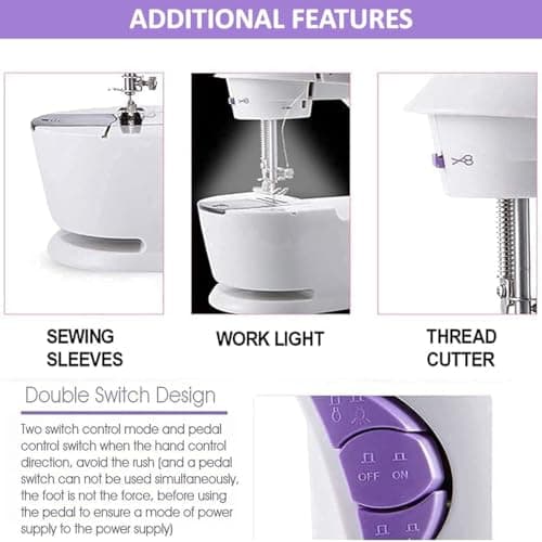 Kiwilon Electric Sewing Machine With Table Set, Mini Silai Machine For Home Tailoring, Stitching Machine With Foot Pedal, Adapter And Fully Loaded Sewing Kit (SM-ET-B-KT-201-Purple) 3