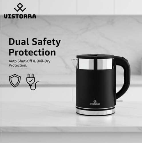 Vistorra SwiftBoil Electric Kettle, 1.8L, Black, Stainless Steel, 1000W 4