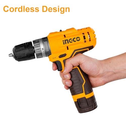 INGCO 12V Cordless Drill Machine, Drilling Machine With 2 Pcs Battery Packs & Drill Bits, 18+1+1 Torque Setting, 22500 BPM, Multicolor 3