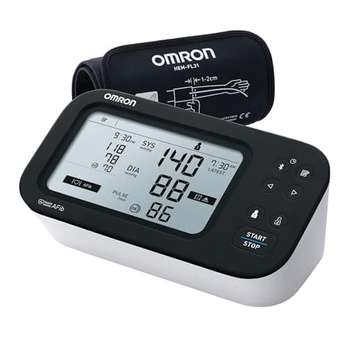 Omron Smart BP Monitor, Clinically Validated with AFib Detection & Bluetooth, Dual Display, Fully Automatic Upper Arm Blood Pressure Monitor with IntelliWrap Cuff (HEM-7383T1)