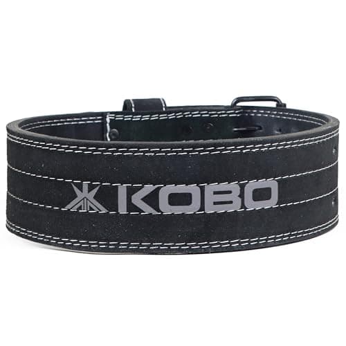 Kobo 10 mm Prong Gym Belt For Weight Lifting Fitness, Seude Leather, 4” Wide Back Support, 8 Adjustable Dual Holes, Powerlifting Bodybuilding Deadlift Squat Workout Strength Training, Men Women WTB-05 4