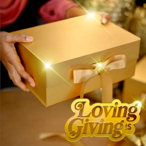 RBS®-Elegant Gold Gift Box with Ribbon (23 x 16 x 10cm) Empty Gift Boxes (1 Pack) Hamper Box Holds Upto 5 kg Gift Box for Presents Reuse Gift Packing Box Decorative Christmas Hamper Box (Elegant Gold) 3