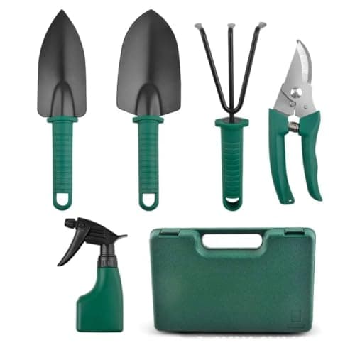 JERN 5 PCs Durable Gardening Hand Tools Kit with Portable Box, Small Garden Planting Tools, Garden Essentials 3