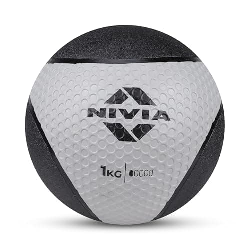 Nivia Pro Medicine Ball for Strength Training, Core Workouts, Endurance Training, Non-Slip Surface, Weight Ball for Crossfit (Grey, 1 KG)