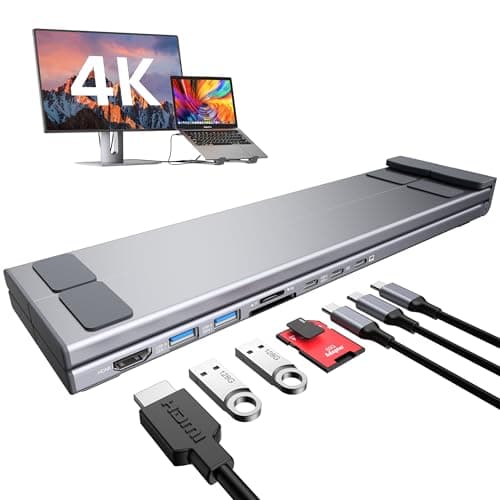 USB-C Laptop Docking Station Stand - 7-in-1 Hub with 4K HDMI, 2 USB 3.1, 100W PD, Universal Dock for MacBook Pro/Air/Dell/HP/Surface/Lenovo