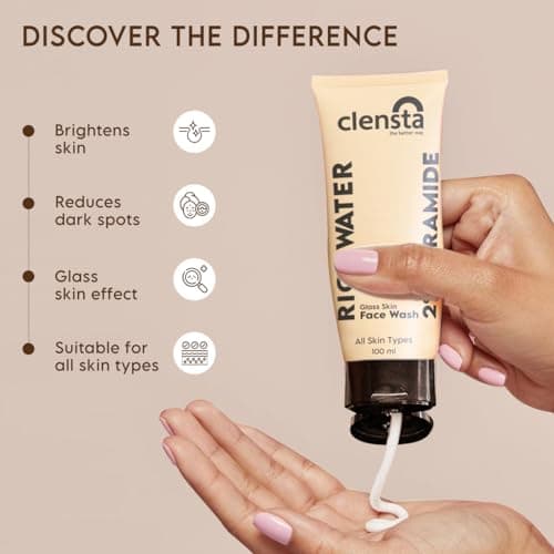 Clensta Rice Water Face Wash With Rice Water & 2% Ceramide for Glass Skin | All Skin Type | Women & Men | 100ml 3