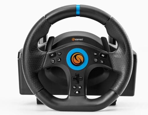 Sameo SV22 Racing Wheel with Pedals | 270° Steering Wheel | Paddle Shifters | Vibration Feedback | USB Racing Wheel for PS5 | PS4 | PS3 | Xbox One | Xbox Series X|S | Switch | Switch 2 & PC 3