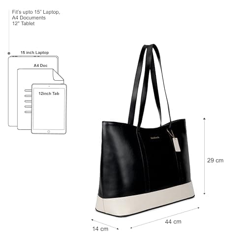 Fastrack Hustle Laptop Bag (black)| Faux-Leather Laptop Bag for Men & Women | 15-Inch Laptop Compatible | Black Bag with Gold Hardware & Double Handle | Zipper Closure & Multiple Pockets for Organized 4