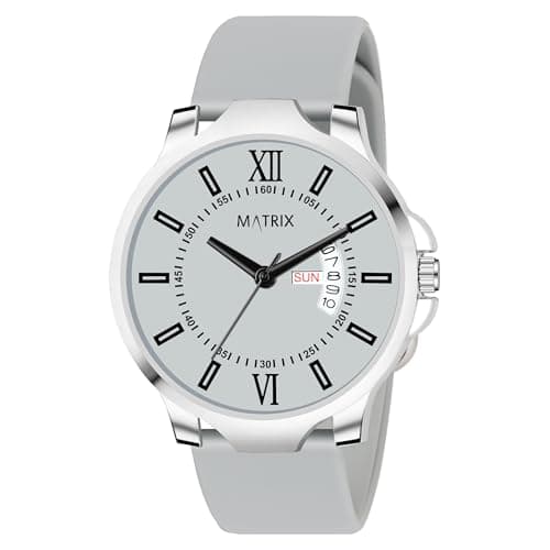 Matrix Antique 2.0 Day & Date Softest Silicone Strap Analog Watch for Men & Boys (Grey) 2