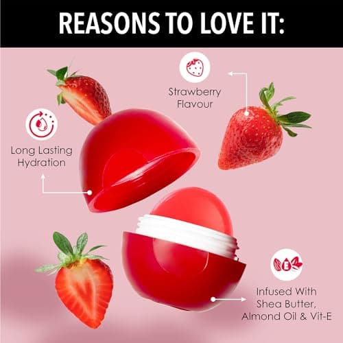Blue Heaven Tinted Lip Balm infused with Shea Butter, Almond oil and Vitamin E - Strawberry, 8g 3