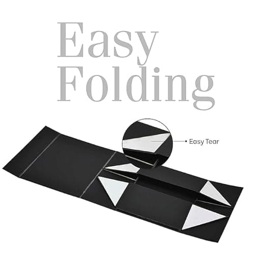 RBS®-Black Gift Box with Golden Filler 23x16x10cm Empty Hamper Box for Gifting Holds Upto 5kg Sturdy Cardboard Gift Boxes with 25g Decorative Shredded Paper Birthday, Diwali, Valentine’s Day Packing 6