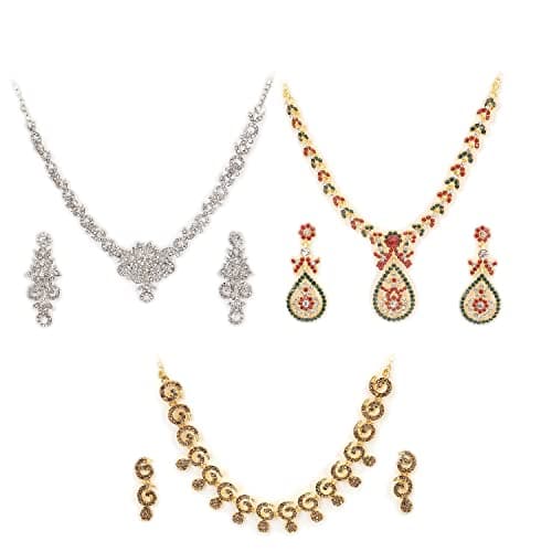 Sukkhi Glamorous Gold Rhodium Plated Combo Necklace Set For Women