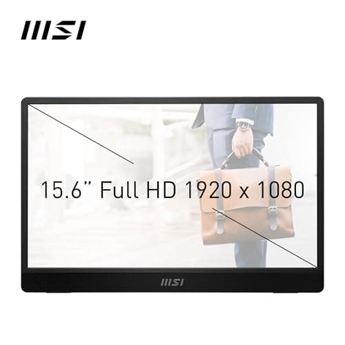 MSI PRO MP161 E2, 15.6 inch (39.62 cm), IPS Panel, Full HD 1920 x 1080, 60Hz, Black, Eye-Friendly Screen, Speakers, Enhanced Chassis & Kickstand, Mini-HDMI 2.0b, 2 x USB Type-C Monitor 2