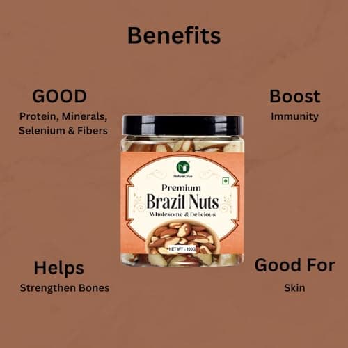 NatureOnus Premium Jumbo Brazil Nuts 100gms | Premium Grade Brazil Nut for a Nutritious Delight | Dry Fruits | Whole Brazil Nuts are loaded with high selenium contents 4