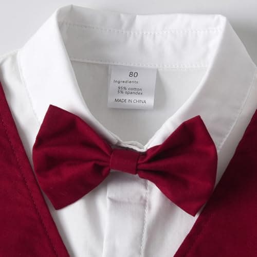 Hoscotch Boys Solid Red Short Sleeves Formal Set For Ages(12-18 Months) 3