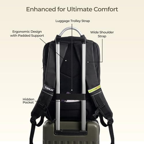 Timus Seattle Black Professional Laptop Backpack for Men & Women 24 L with 15.6 Inch Laptop Compartment | Water resistant with USB Port Anti-Theft Bag | Premium Polyester Fabric 5