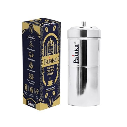 PAJAKA South Indian Filter Coffee Maker - 200 ML Capacity, Stainless Steel Madras Kaapi Kappi Drip Decoction Coffee Brewer, Medium Size for 2-4 Cups, Home & Kitchen
